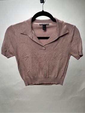 Forever 21 Dusty Rose Collared Knit Crop Top